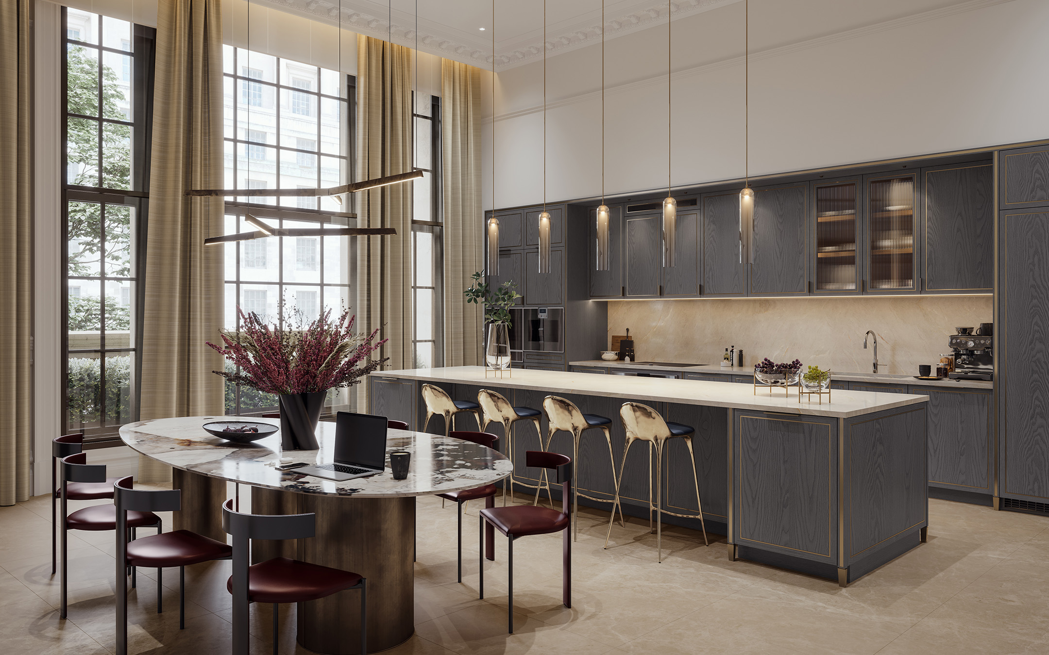 Cocina de lujo y zona de comedor — The OWO Residences by Raffles